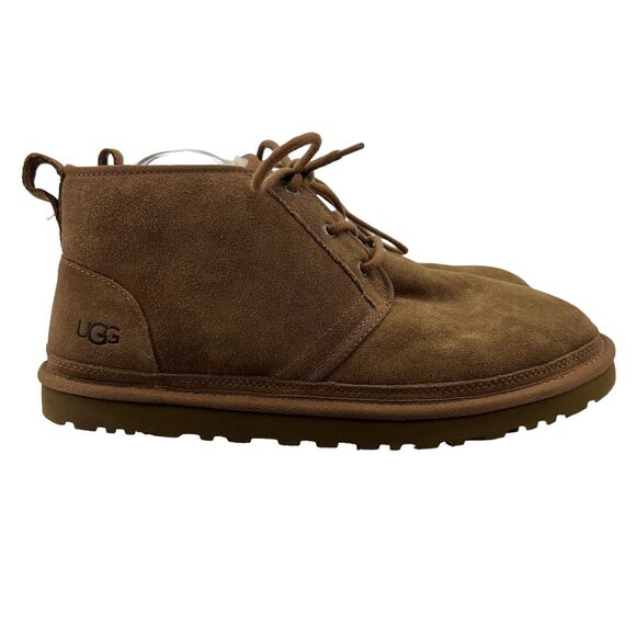 UGG Neumel Chukka Boots Mens 13 Chestnut Suede Wool Lined Lace Up Winter Shoe - Picture 1 of 12